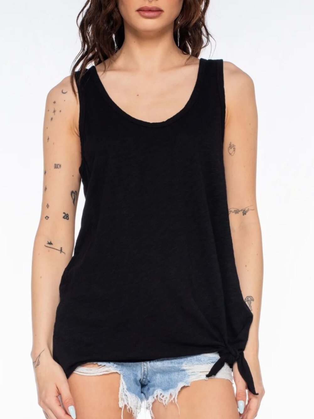 Side Tie Tank - Black